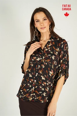 Blouse imprimée à manches trois-quarts - KAS-DP (R-B7)