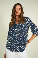 Blouse imprimée à manches trois-quarts