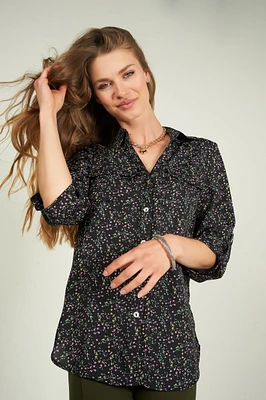 Blouse imprimée à manches trois-quarts