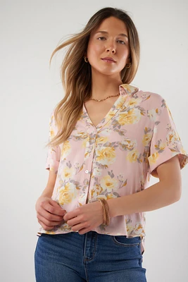 Blouse fleurie à manches courtes - NORMA-NPK2 (R-A10)