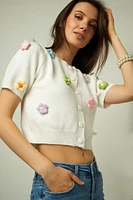 Cardigan court avec fleurs - STA2973-B (E-B1)