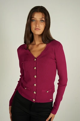 Ribbed cardigan with buttons - DAMIA (E-A3)