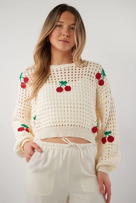 Openwork sweater with cherries - STA3112-B (E-A9)