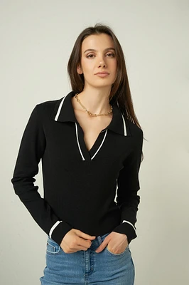 Long-sleeve crop sweater - T9595-B (E-A12)