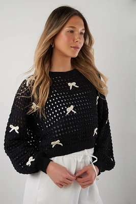 Openwork sweater with bows - STA3053-B (E-A10)