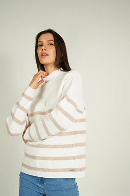 Striped mock neck sweater - CAMELIA (E-A14)