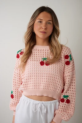 Openwork sweater with cherries - STA3112-B (E-A9)