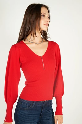 Long sleeve sweater with beaded details - ALIZIA (E-C11)