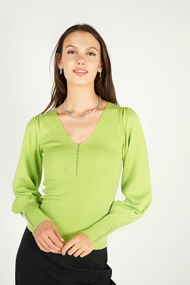 Long sleeve sweater with beaded details - ALIZIA-1 (E-A7)