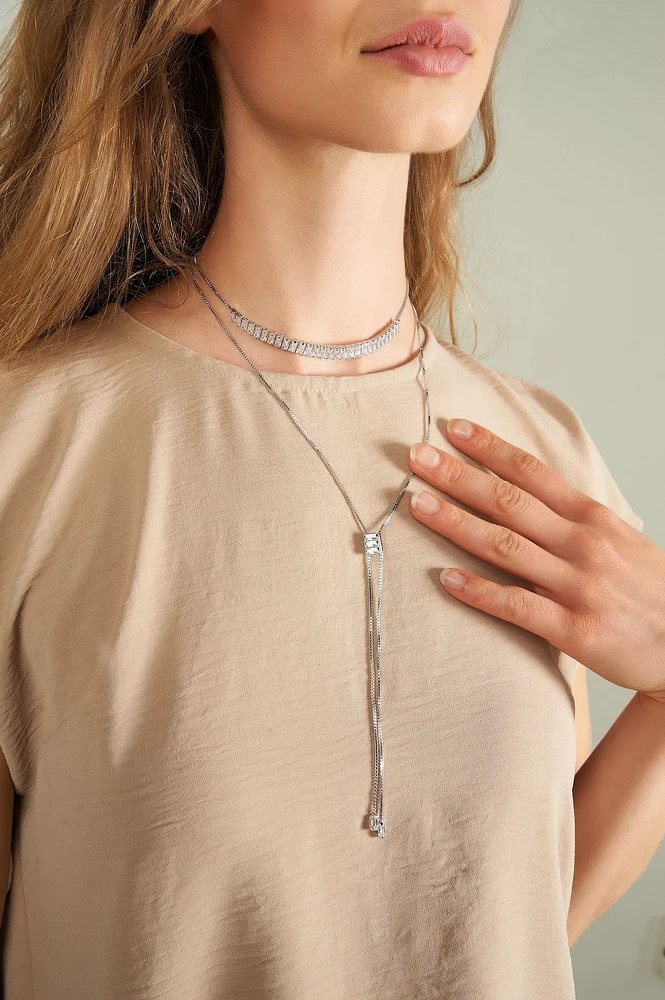 Collier double avec cristaux - C1082 VENTE FINALE