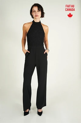 Jumpsuit with shiny top and halter neck - JADYN-H (R-C11)