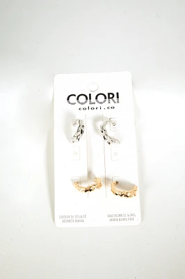 Set of 2 hoop earrings - C1081 - FINAL SALE