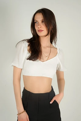 Smocked crop top - AT1575 (E-B18) FINAL SALE