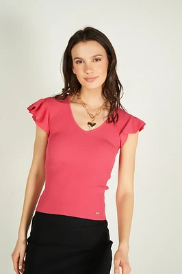 Ribbed top with ruffles - LYLOU (E-B13)