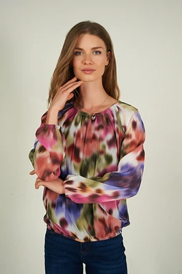 Haut en chiffon à manches longues - CLAUDINE (R-B8)