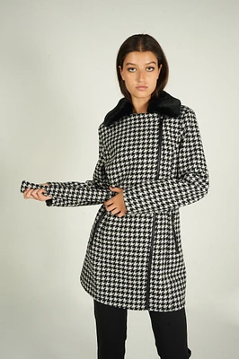 Manteau long à motif pied-de-poule - LL00551 (E-C8)