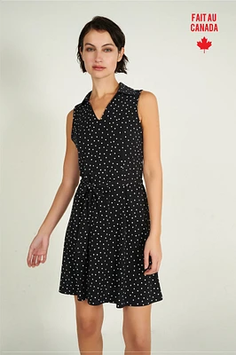 Sleeveless polka dot dress - DELFINA (R-B15)