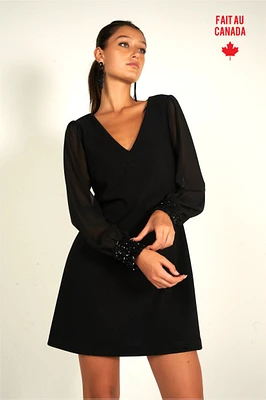 Robe courte à manches en chiffon - DULCINA (R-B1)