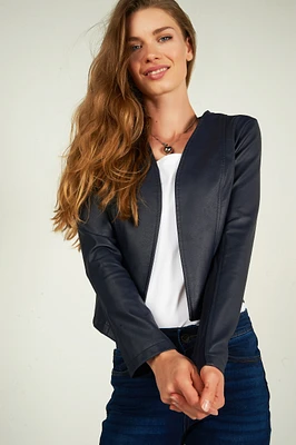 Short faux leather jacket - EVELINE-F24 (R-B20)