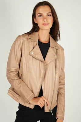 Veste moto en faux cuir - ZELIA-W2 (E-B9)