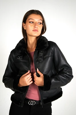 Veste en faux cuir et fourrure - 2785-1 (E-C6)