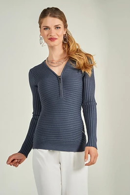 Half-zip ribbed sweater - ELANZA-V2 (E-A8)