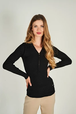 Half-zip ribbed sweater - ELANZA-V2 (E-A8)