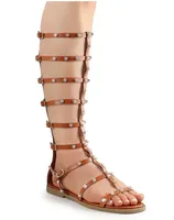 Liliana Bestia-5 Tan Studded Gladiator Sandals