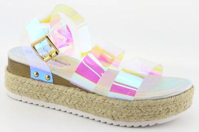 Nature Breeze Aubree-02 Transparent Double Strap Platform Sandal