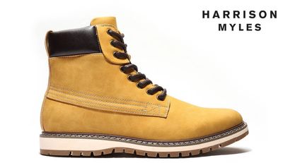 Harrsion Myles B-1916 Tan Lace Up Suede Combat Boots