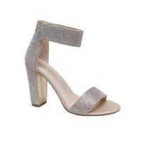 De Blossom Celina-16 Champagne Sparkly Block Heel W/ Velcro Strap