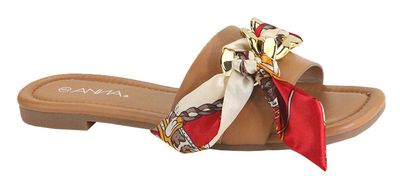 Anna Getaway-1 Tan Open Toe Sandal With Scarf Wrap