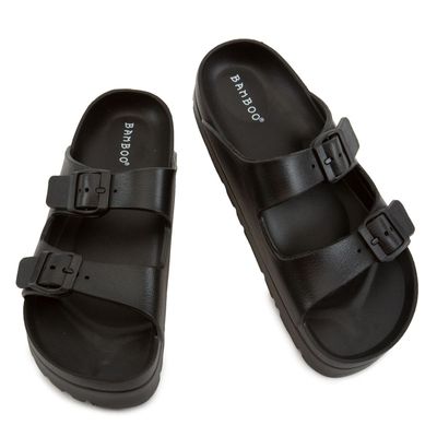 Bamboo Glee-01 Jelly Double Buckle Platform Slides