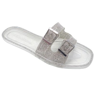 Wild Diva Jacelyn-30 Clear Double Strap Slide On Sandals