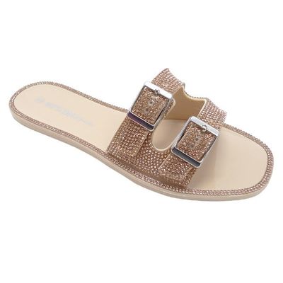 Wild Diva Jacelyn-30 Nude Double Strap Slide On Sandals