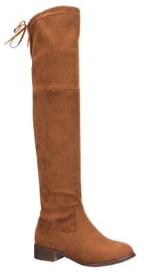 Nature Breeze Olympia-14OK Tan Suede Flat Over-the-Knee Boot