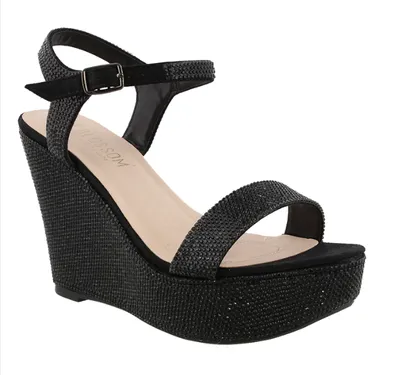 Blossom Christy-55 Black Two Strap Sandals