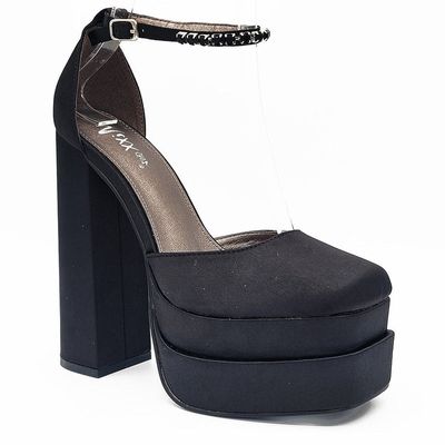 Mixx Shuz Elsa Satin Platform Heels With Jewel Ankle Strap