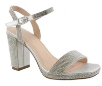 Blossom Morita-1 Silver Strappy Block Platform Heel