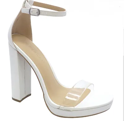 Wild Diva Morrin-51 White Pu Open toe Clear Strap Block Heel