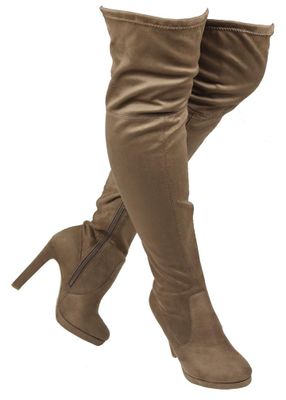 Wild Diva Yala-05 Taupe Over The Knee Boots