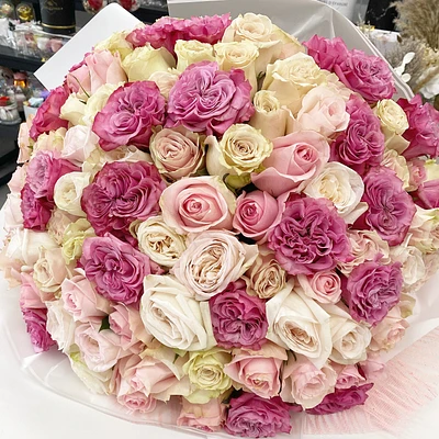 100 Roses Round Shape Bouquet - Fresh Flowers