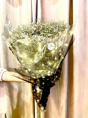 Baby's Breath Bouquet with LED Lights-Fresh Flowers
