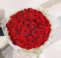 Red Velvet 99 with Baby's Breath - Fresh Flower