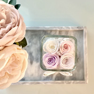 Lush 4 in Square Glass Vase