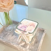 Lush 4 in Square Glass Vase