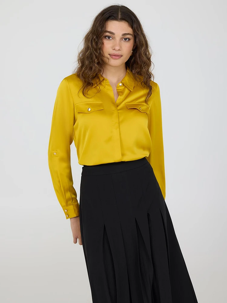 Satin Utility Blouse