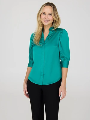 3/4 Sleeve Satin Blouse