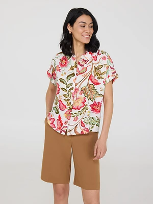 Chemise de bowling boutonnée avec imprimé