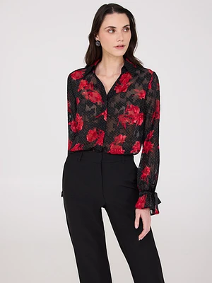 Floral Print V-Neck Blouse